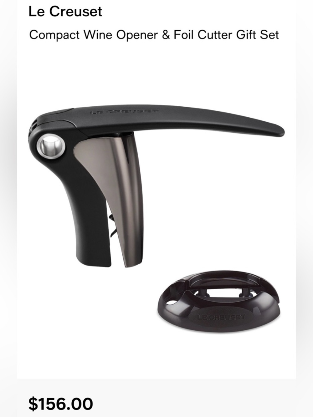 Le Creuset NIB Compact Wine Opener & Foil Cutter Gift Set